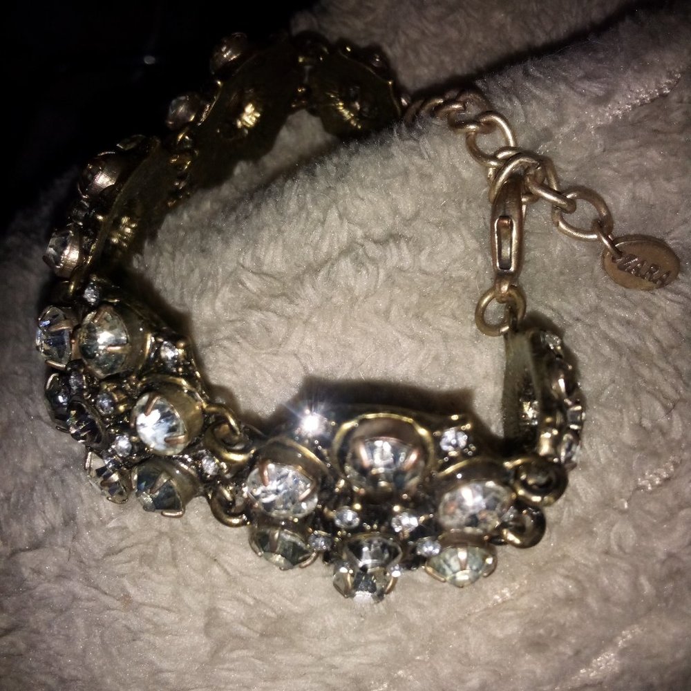 Zara bronze flower vintage crystal bracelet